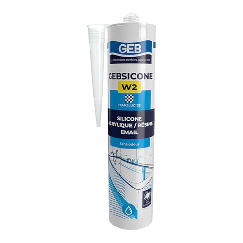 GEB - Mastic et silicone - 12 cartouches mastic silicone Translucide GEBSICONE W2 joints sanitaires