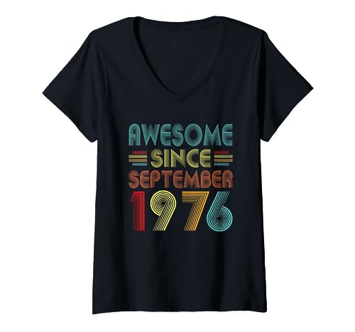 Awesome Since September 1976 Birthday 1976 Men Women Vintage Camiseta Cuello V