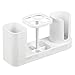 mDesign Plastic Bathroom Vanity Countertop Dental Storage Organizer Holder Stand for Electric Spin Toothbrushes/Toothpaste with Compartment for Rinse Cups - Compact Design - White