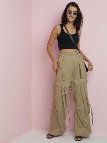 Image of KOTTY Women's High Rise Relaxed || Straight || Joggers Fit Cargo's for Pants || Trousers