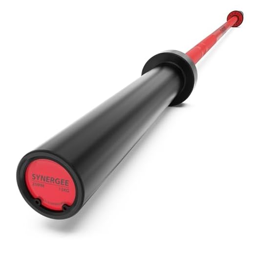 Synergee Games 15kg Colored Women’s Red Ceramic Coated Barbell. Rated 1500lbs for Weightlifting and Powerlifting