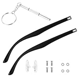 AOZUO 1 Pair Metal Glasses Replacement Temple, Eyeglass Arms Legs Replacement with Screws Washers Screwdrivers Nose Pads Glasses Repair Kit Eyeglasses Replacements