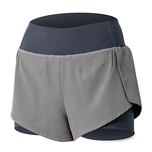 Short esportivo feminino 2 em 1 para corrida, treino, corrida, secagem rápida, shorts de ioga de alt