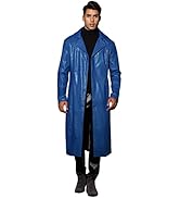 Lars Amadeus Black PU Faux Leather Long Jacket for Men's Vintage