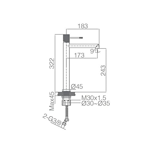 IMEX - Grifo monomando lavabo de caño alto, Grifería Baño agua Frio/Caliente - Serie Line Negro Mate - BDD038-3NG