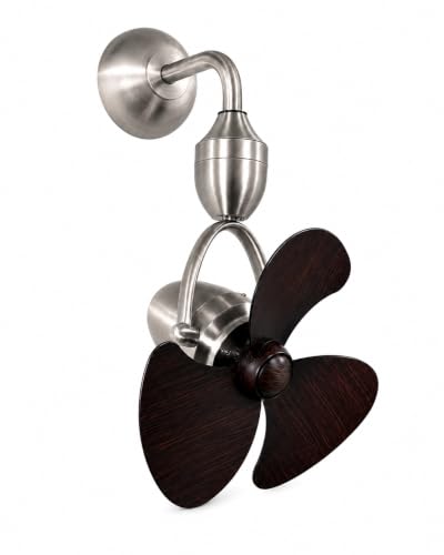 Image of OLTAO Nova 16-Inch Designer Wall Premium Deluxe Fan with Wooden Blades - Silent Operation & Oscillation (Metallic Silver)