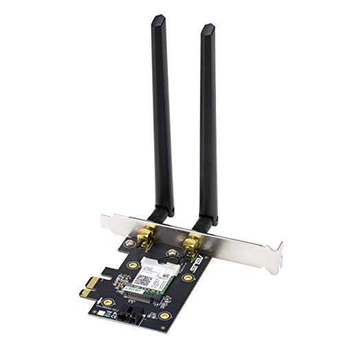 Image of ASUS PCE-AX3000 WiFi 6 (802.11ax) Adapter with 2 External Antennas. Supporting 160MHz for Total Data Rate up to 3000Mbps, Bluetooth 5.0, WPA3 Network Security, OFDMA and MU-MIMO
