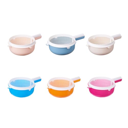 Cesta coladora de doble capa con tapa para lavado de frutas 6