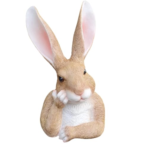 Image of Aspinaworld Weatherproof Garden Figure for Outdoor Use, Thoughtful Rabbit Head Figurine, 34 cm, Decorative Garden Figurine, Resin Garden Decoration