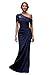 Long Mother of The Bride Dresses for Women Navy Blue One Shoulder Mermaid Chiffon Evening Dresses Size 8