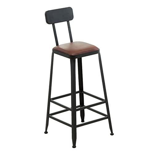 Taburete de bar industrial de metal con asiento de madera, silla de bar de granja para cocina, comedor y sala de estar