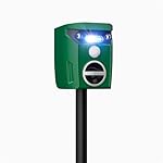 Solar Ultrasonic Animals Repellent, 1 Pack Motion Activated Cat Repellent with Flashing Lights & Alarm Weatherproof Outdoor Deer Repellent Device for Cats, Dogs, Raccoons, Rabbits, Squirrels, Skunks