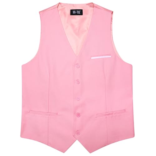 Hi-Tie Suede Leather Vest for Men Western Cowboy Vest Slim Fit Sleeveless V Neck Waistcoat Casual4