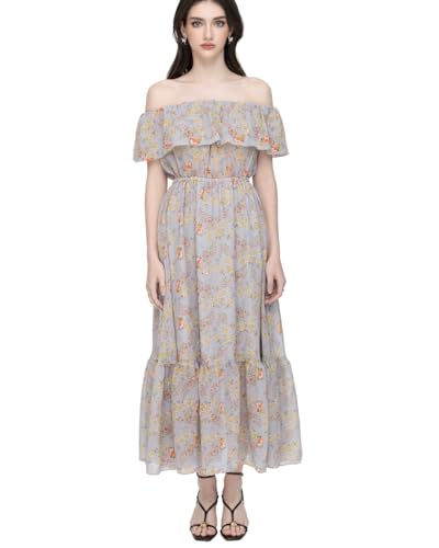 Floral Off-Shoulder Maxi Voile Dress, a Romantic and Elegant Pick for Spring and Summer 2025