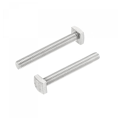 uxcell Square Head Bolt, 2pcs M8x60mm Fully Thread 304 Stainless Steel Grade C Square Machine Screws