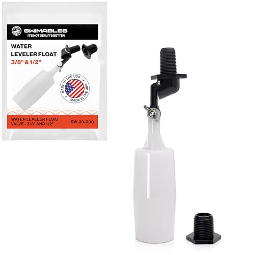 Swimables 3/8 and 1/2 Pool Auto Fill Float Valve Replacement | Includes Adapter From 3/8 Inch to 1/2 Inch | Compatible with Most Water Float Valve For Water Tank and Pool Water Leveler Auto Fill