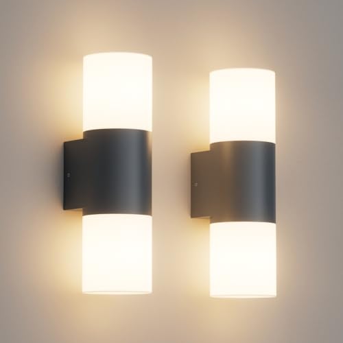 Klighten 2 pezzi Applique da Parete E27 Esterno/Interno, Antracite Su Giù Lampada da Parete, IP65 Lampada da Muro, Luci da parete Alluminio, per Balconi/Giardini, 40W Max, Non Inclusa Lampadina