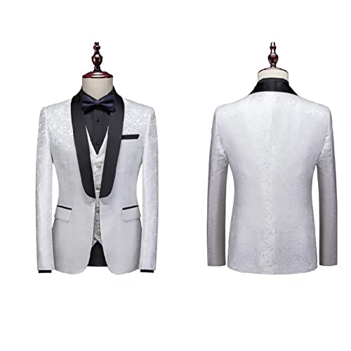 Men's Regular Fit Blazer Vest Pants Single Breasted One Button 3 Pieces Set Suitable for Wedding Prom Party2
