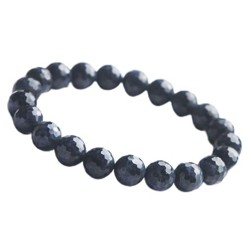 Bracelet en bleu naturel perles à facettes 9mm | Le cadeau précieux idéal pour homme et femme