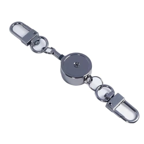 Porte-clés rétractable en métal, corde à boucle facile tirer, élastique, anneau sportif, accessoires d'infirmière Pour Porte-Carte, Porte-Badge(Black)