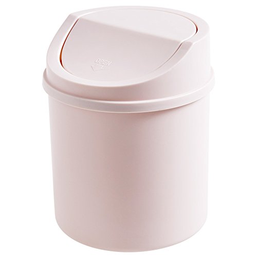 Trash Can Desktop Mini Flip Creative Simple Small Paper Basket Office Home Living Room Coffee Table With Lid (2Pcs,Pink And Gray)
