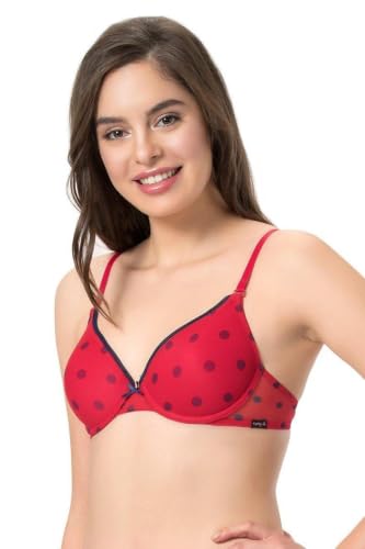 Image of Amante Every de Red Printed Underwired Lightly Padded Everyday Bra