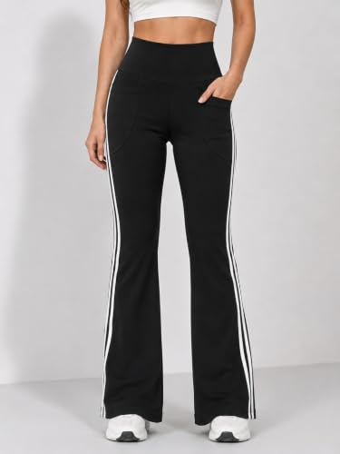 Image of Imperative High Waist Stretchable Flared Gym Pants for Women's | Gym Track Pants for Women with Side Pockets