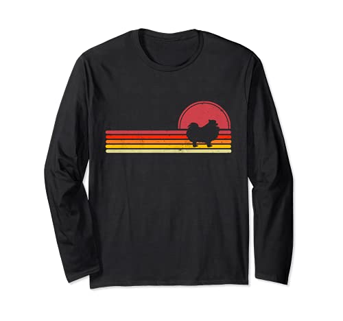 Pomeranian Dog Vintage Retro 70s 80s Pomeranian Dog Lover Long Sleeve T-Shirt, Black