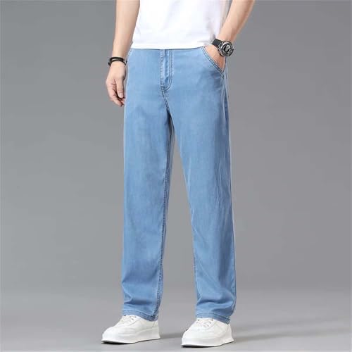 Men's Summer Classic Thin Straight Baggy Jeans Loose Business Stretch Denim Pants2