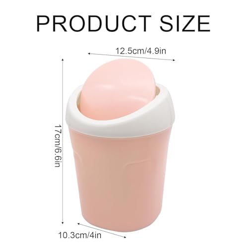 Image of Mini Desktop Bin with Lid, Cute Pink Tabletop Trash Can, 0.5 Gallon Countertop Small Waste Basket
