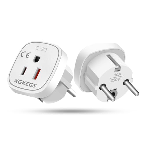 2 Stück US to EU Adapter, Adapter USA Deutschland stecker, Adapter amerikanisch deutsch, US to EU Plug adapters geeignet für den Einsatz in den USA, Japan, Kanada, Mexiko