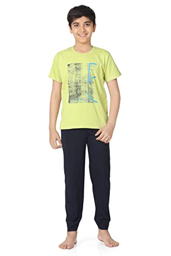 Image of Kids Night Suit for Boys - Cotton Set of Pyjama & T-Shirt Sleepwear - Lightweight & Comfortable Night Wear for Kids