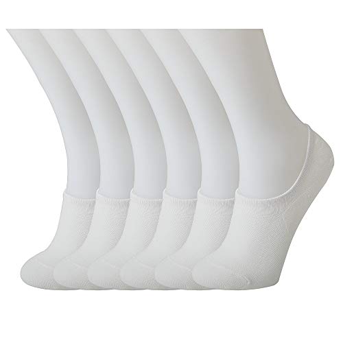 Womens Cotton No Show Socks For Flats, Thin Low Cut Liner White Socks Non Slip