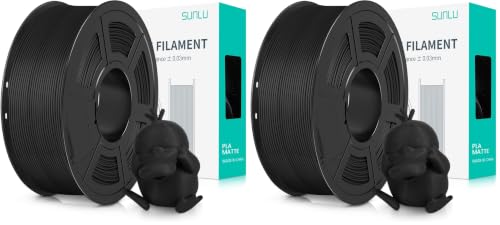 Image of SUNLU PLA Matte 3D Printer Filament 1.75mm, PLA Filament 1kg Spool (2.2lbs), Dimensional Accuracy + /- 0.02mm, Matte Black PLA (Pack of 2)