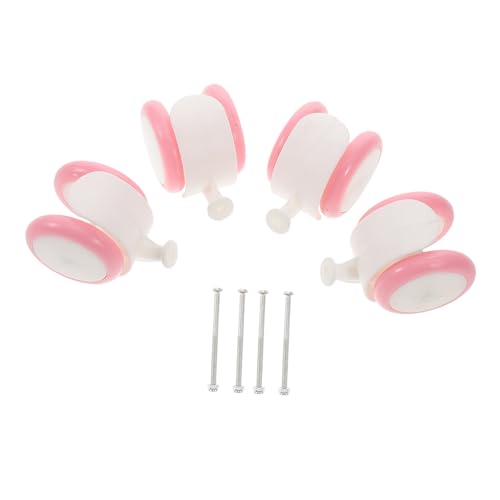Hohopeti 4pcs Replacement Universal Fit for Baby Cart Plastic Rubber Caster Pink Screws Set