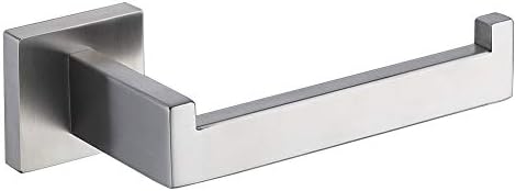 TASTOS Toilet Paper Holder Brushed Nickel, Toilet Tissue Roll Holders Dispenser and Hangers Wall Mounted for Bathroom & Kitchen, Stainless Steel Modern Square Style (Silver)