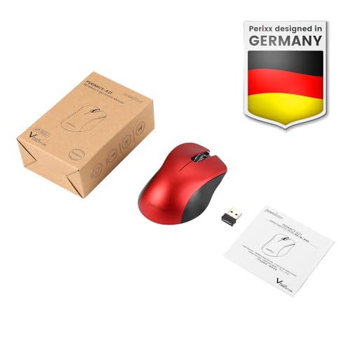 Image of Perixx PERIMICE-621R Wireless Mouse - Silent Click with Ergo Design - Compatible for Desktop and Laptop PC - Wireless 2.4 GHz - Red