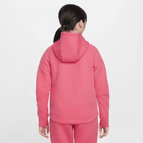 Nike Sportswear Tech Fleece Big Kids' (Girls') Full-Zip Hoodie (FD2979-629, Aster Pink/Black/Black)2
