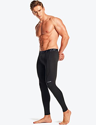 Tsla Men's Thermal Compression Pants, Athletic Sports Leggings & Running Tights, Wintergear Base Layer Bottoms, Heatlock Jet Black, Large #TOP6