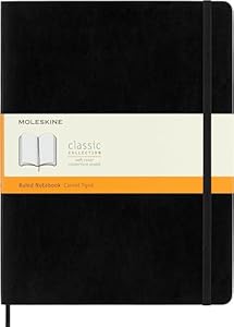 Moleskine Classic Ruled Paper Notebook, Soft Cover and Elastic Closure Journal, Color Black, Size Extra Large 19 x 25 A4, 192 Pages