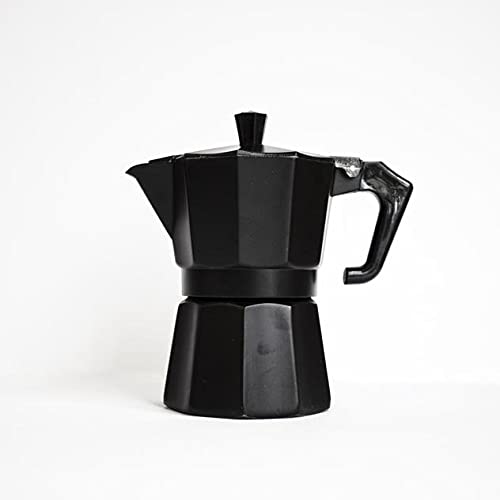 Niyam 3-Cup 150 ml Aluminum Coffee Maker Espresso Machine Percolator Gas Base Moka Pot (8 x 8 x 15.5 cm) (Black)