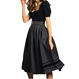 ORANDESIGNE Dirndl Damen Dirndlkleid Knielang Midi Trachtenrock Oktoberfest Outfit Grosse Grössen P Dunkelblau S