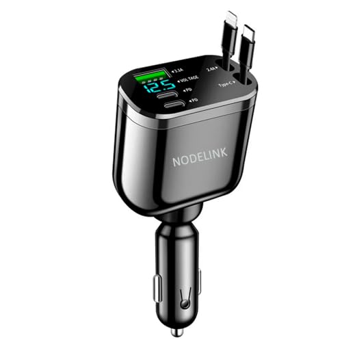 NODELINK Cargador de Coche Adaptador Universal con Protección contra Sobrecorriente Carga Rápida Universal para Móviles y Dispositivos usbc Android iPhone (Plus)