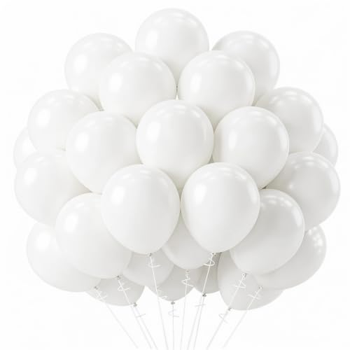 110 Ballons Anniversaire Blanc Pack, 12 Inch Ballon Helium De Baudruche, Ballons Gonflables Pour Décoration Anniversaire, Mariage, Baby Shower, Fête