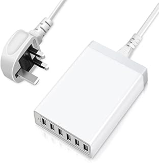USB Charging Station, Ennotek 50W 10A 6-port Desktop USB Charger Station Travel Adapter with 1.5M Cable UK Plug for Smartphones Tablets and More