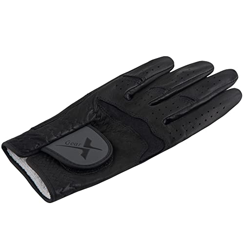 Gearx Men's All Sheep Skin Golf Gloves, Black (Large(25), Left) #TOP2