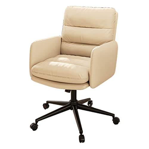 SdaryWare Sillón Giratorio Ajustable, Silla ergonómica de Escritorio para computadora con reposabrazos y Respaldo para Oficina en casa, Sala de Estar o Dormitorio, Color,Beige