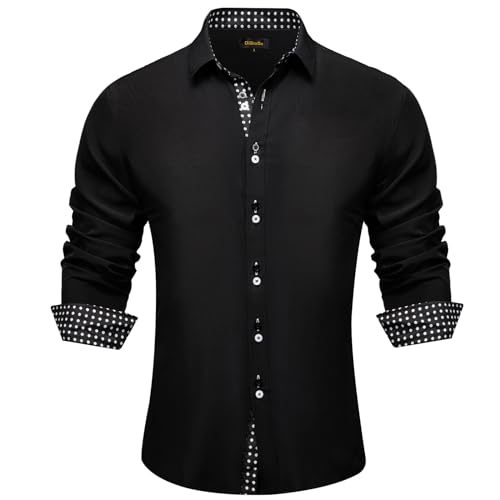 DiBanGu Men's Dress Shirt Long Sleeve Casual Button Down Shirts Regular Fit Inner Contrast Shirt for Business Party