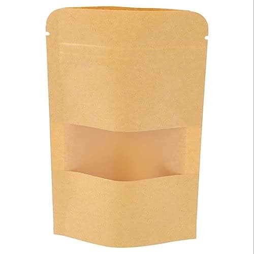 Image of ESKO Stand Up Ziplock Pouch - Reusable, Airtight Kraft Paper Storage Pouch(Brown)| 14X20 Cm(Pack Of 25)