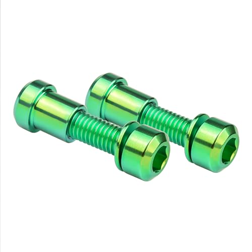 SUNCN チタンボルト M5x16 18 20mm ワッシャー付き 六角頭ねじ チタン製円筒ナット 自転車ステム前フォークロック用 1セットあたり2個 (緑, M5x18mm、スクエア頭が)
